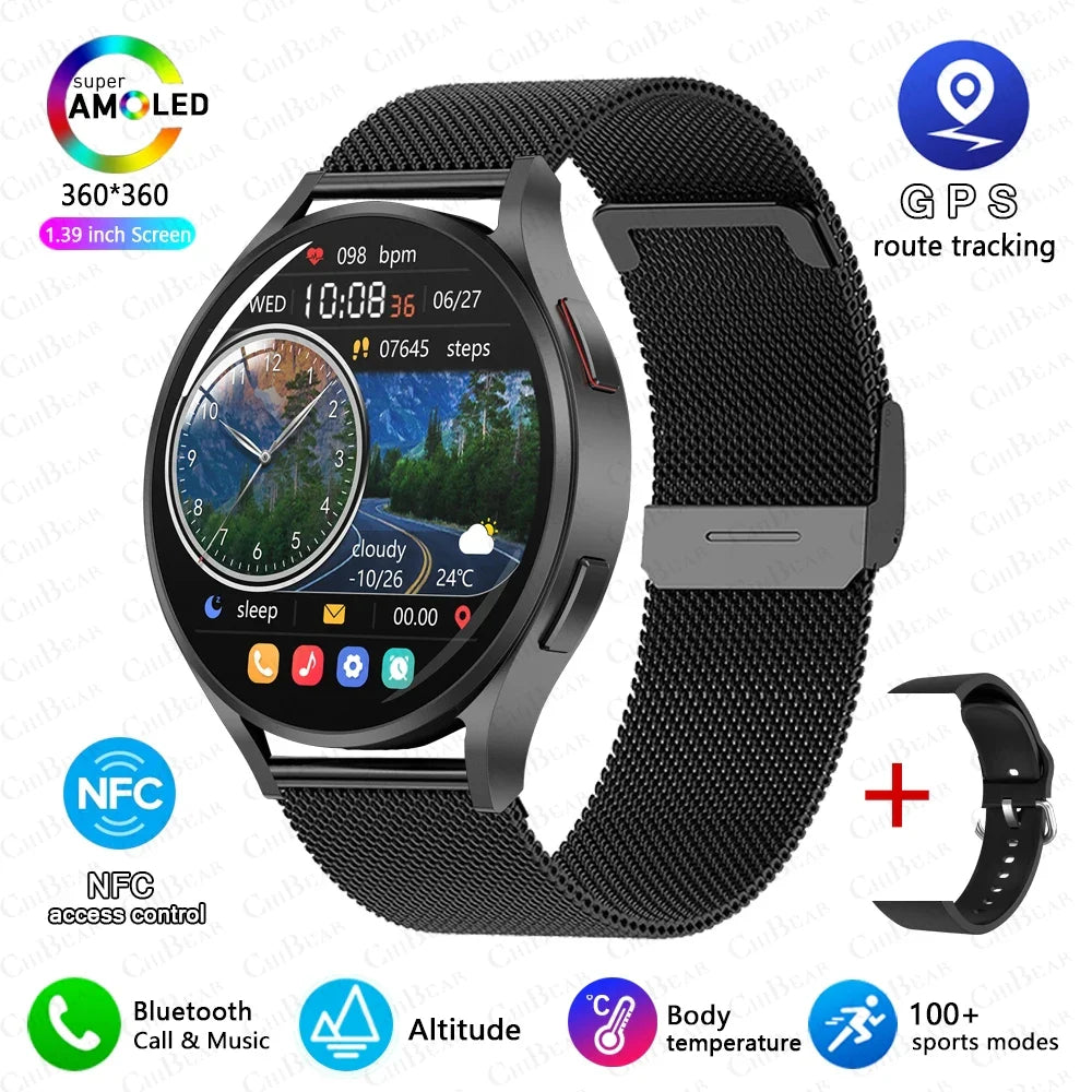 New For Samsung Galaxy Watch 6 Classic Smartwatch Men AMOLED HD Screen Voice Assistant Bluetooth Call NFC Smart Watch for Women