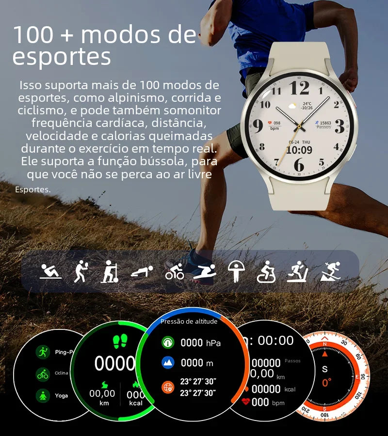 2024 New For Samsung Galaxy Watch 6 Classic Smart Watch Men Women Bluetooth Call HD AMOLED Voice Call NFC GPS Sports Watches M10