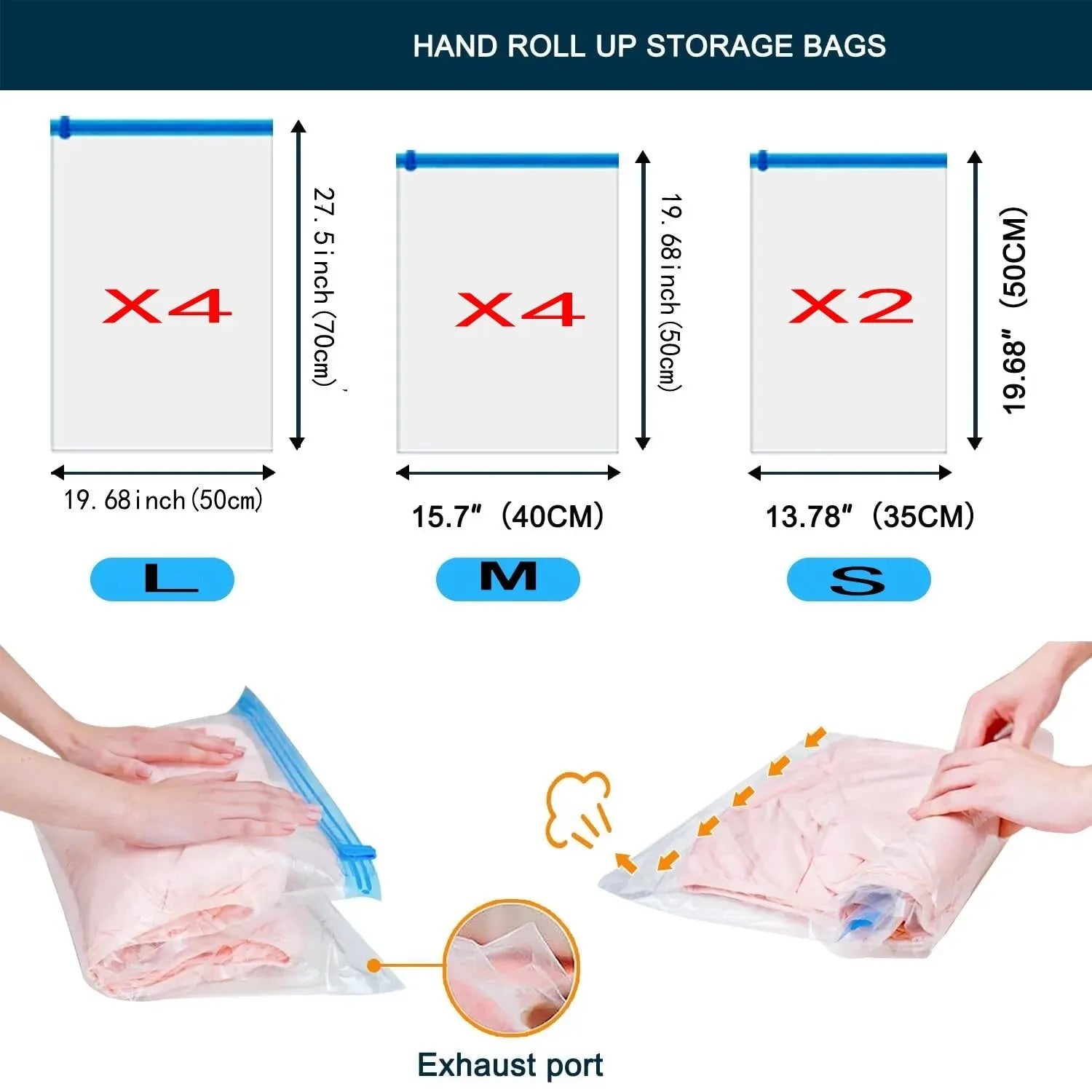 Roll Up Travel Space Saver Storage Bags for Luggage Clothes Cruise Ship Essentials Home Packing-Organizer