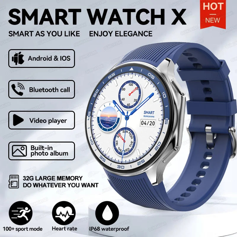 2024 New For OPPO Watch X Smart Watch 4G Memory Music Video Bluetooth Call IP68 Waterproof AMOLED Smartwatch For TWS Earphones 
