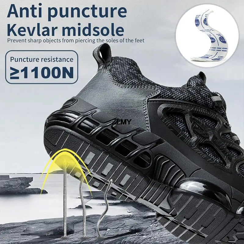 ZLMY Rotating Button Safety Shoes Men Steel Toe Sneaker Air Cushion Work Shoes Man Puncture Proof Work Safety Boots Protective