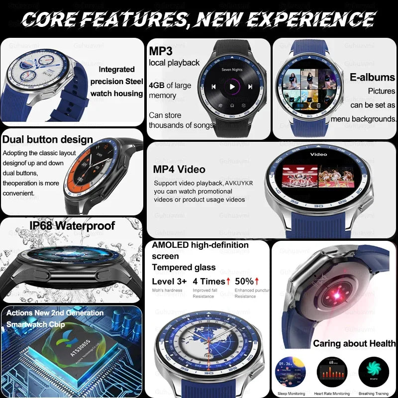2024 New For OPPO Watch X Smart Watch 4G Memory Music Video Bluetooth Call IP68 Waterproof AMOLED Smartwatch For TWS Earphones 