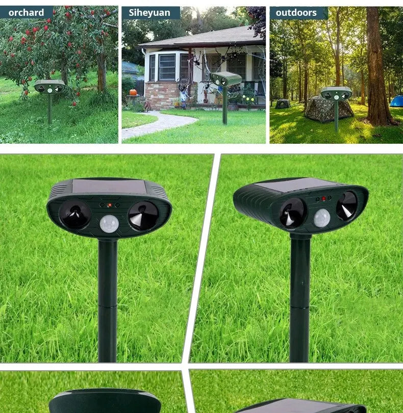 1pc ultrasound Repellant Cat Dog Repellant Solar Powered Rechargeable Garden Waterproof creature Deterrent For Farm Yard