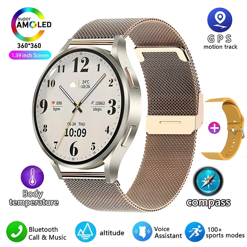 2024 New For Samsung Galaxy Watch 6 Classic Smart Watch Men Women Bluetooth Call HD AMOLED Voice Call NFC GPS Sports Watches M10