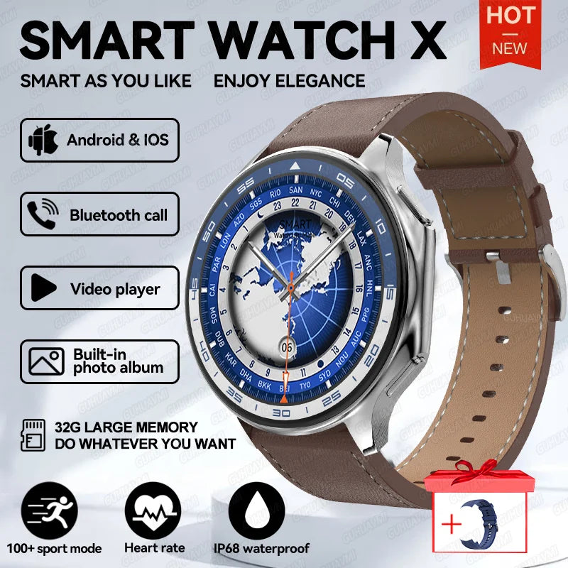 2024 New For OPPO Watch X Smart Watch 4G Memory Music Video Bluetooth Call IP68 Waterproof AMOLED Smartwatch For TWS Earphones 