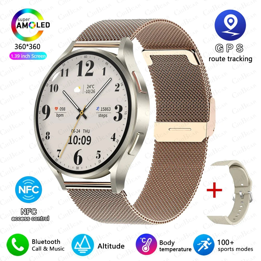 New For Samsung Galaxy Watch 6 Classic Smartwatch Men AMOLED HD Screen Voice Assistant Bluetooth Call NFC Smart Watch for Women