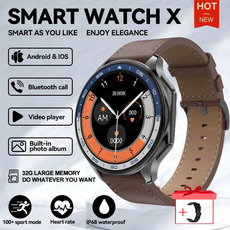 2024 New For OPPO Watch X Smart Watch 4G Memory Music Video Bluetooth Call IP68 Waterproof AMOLED Smartwatch For TWS Earphones 