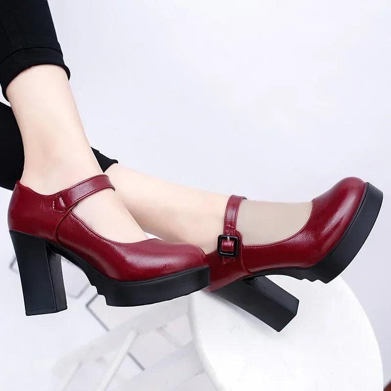 Outdoors Women's Shoes Platform Solid Color New Hot Sale Spring Summer Shallow Mouth Buckle Round Head Shoes for Women