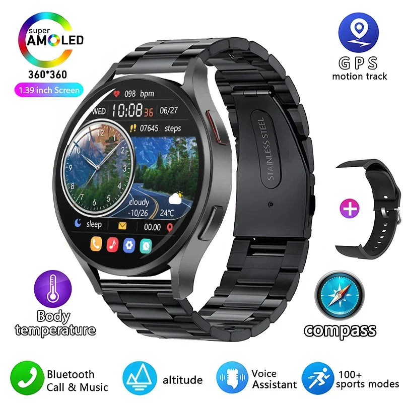 2024 New For Samsung Galaxy Watch 6 Classic Smart Watch Men Women Bluetooth Call HD AMOLED Voice Call NFC GPS Sports Watches M10