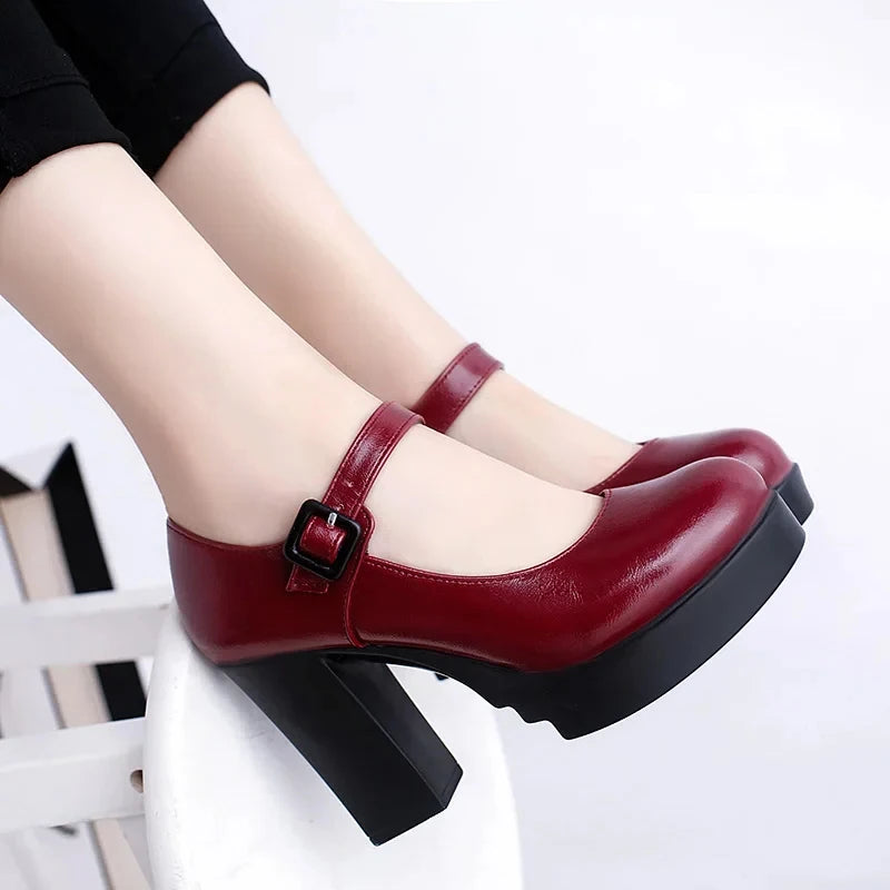 Outdoors Women's Shoes Platform Solid Color New Hot Sale Spring Summer Shallow Mouth Buckle Round Head Shoes for Women