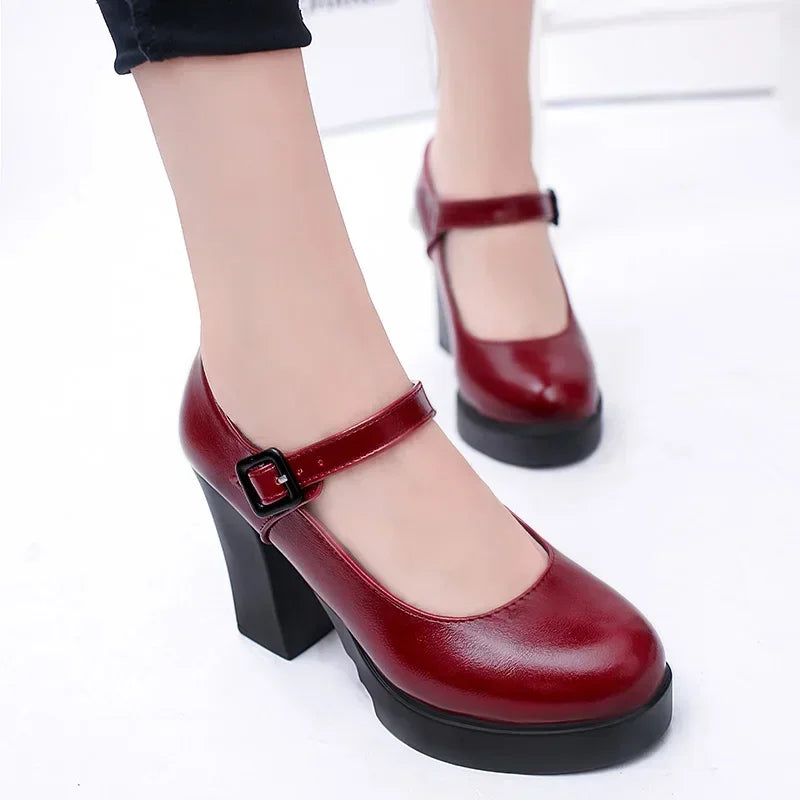 Outdoors Women's Shoes Platform Solid Color New Hot Sale Spring Summer Shallow Mouth Buckle Round Head Shoes for Women