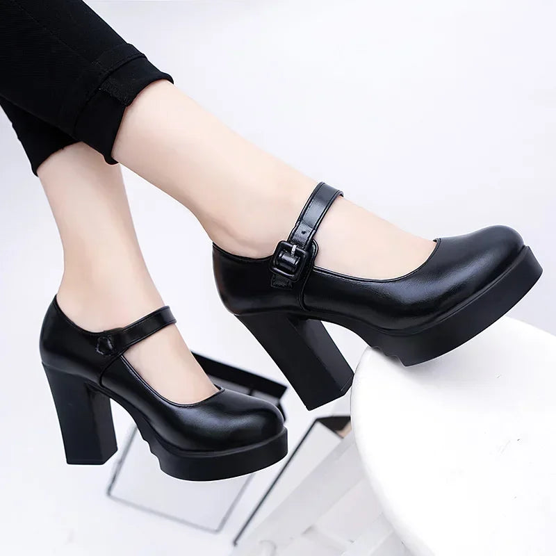 Outdoors Women's Shoes Platform Solid Color New Hot Sale Spring Summer Shallow Mouth Buckle Round Head Shoes for Women