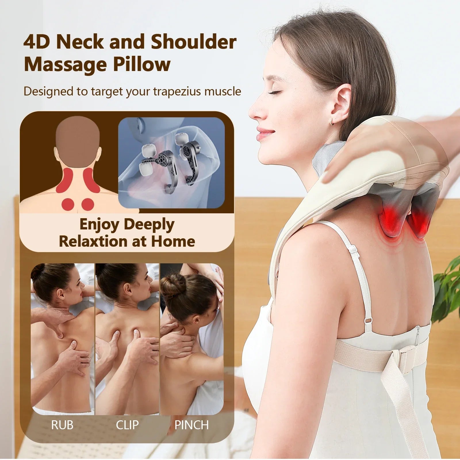 Neck And Shoulder Massager Wireless Shoulder And Back Kneading Massage Shawl Trapezius Neck Cervical masajeador