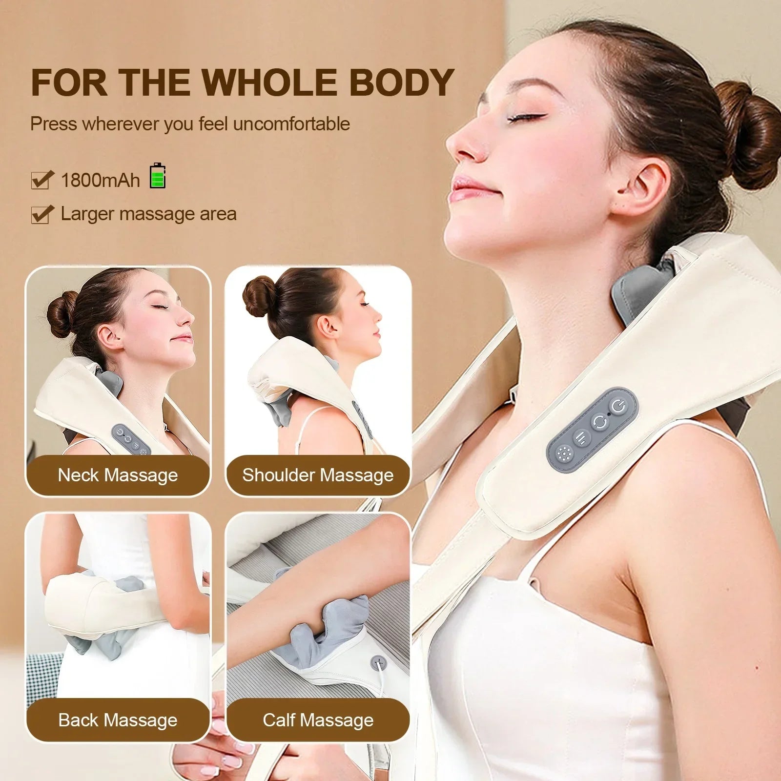 Neck And Shoulder Massager Wireless Shoulder And Back Kneading Massage Shawl Trapezius Neck Cervical masajeador