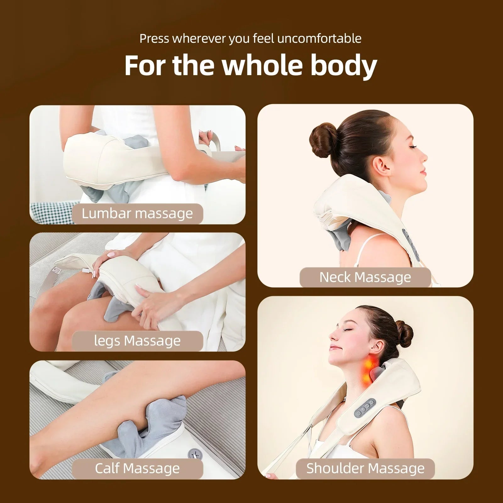 Neck And Shoulder Massager Wireless Shoulder And Back Kneading Massage Shawl Trapezius Neck Cervical masajeador