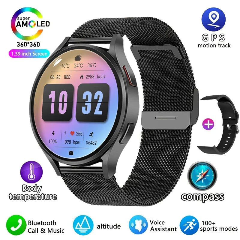 2024 New For Samsung Galaxy Watch 6 Classic Smart Watch Men Women Bluetooth Call HD AMOLED Voice Call NFC GPS Sports Watches M10