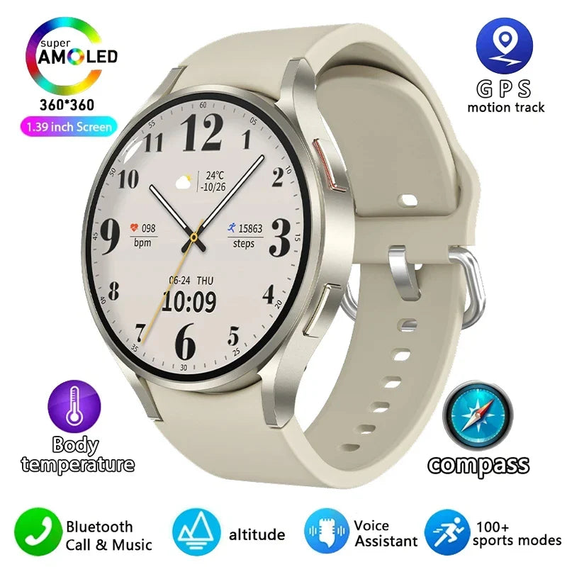 2024 New For Samsung Galaxy Watch 6 Classic Smart Watch Men Women Bluetooth Call HD AMOLED Voice Call NFC GPS Sports Watches M10