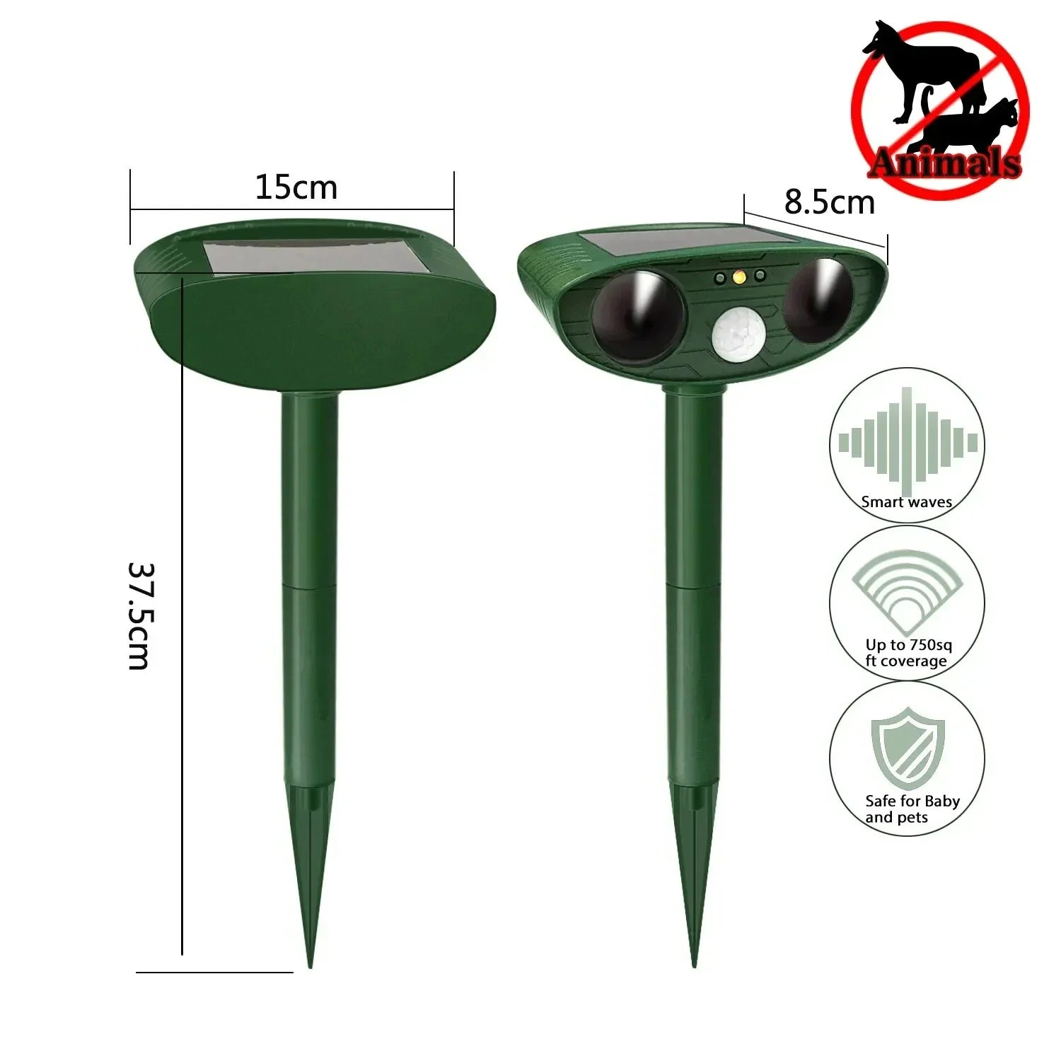 1pc ultrasound  Repellant Cat Dog Repellant Solar Powered Rechargeable Garden Waterproof creature Deterrent For Farm Yard