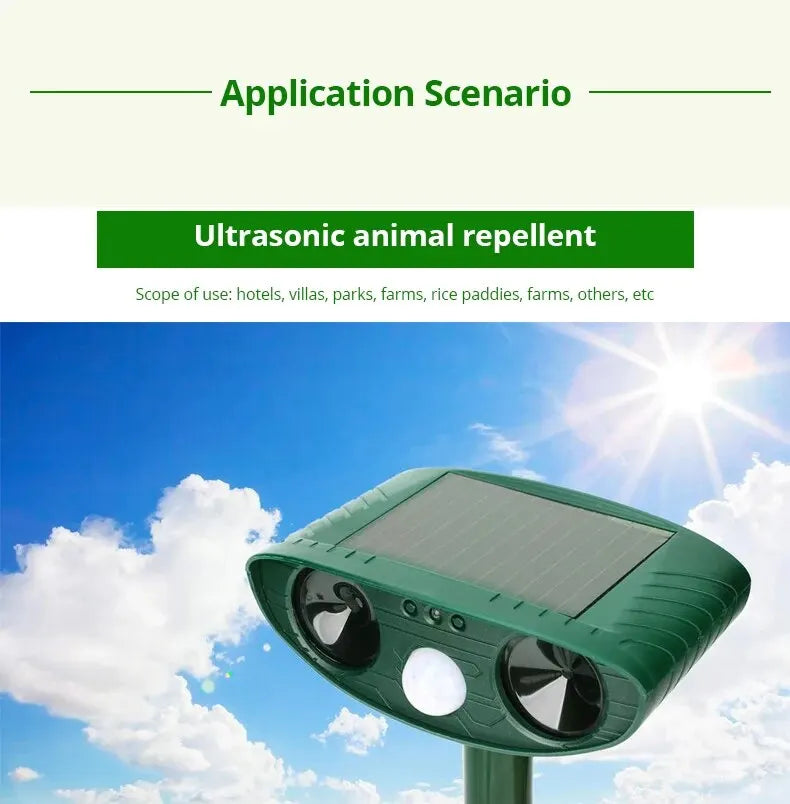 1pc ultrasound  Repellant Cat Dog Repellant Solar Powered Rechargeable Garden Waterproof creature Deterrent For Farm Yard