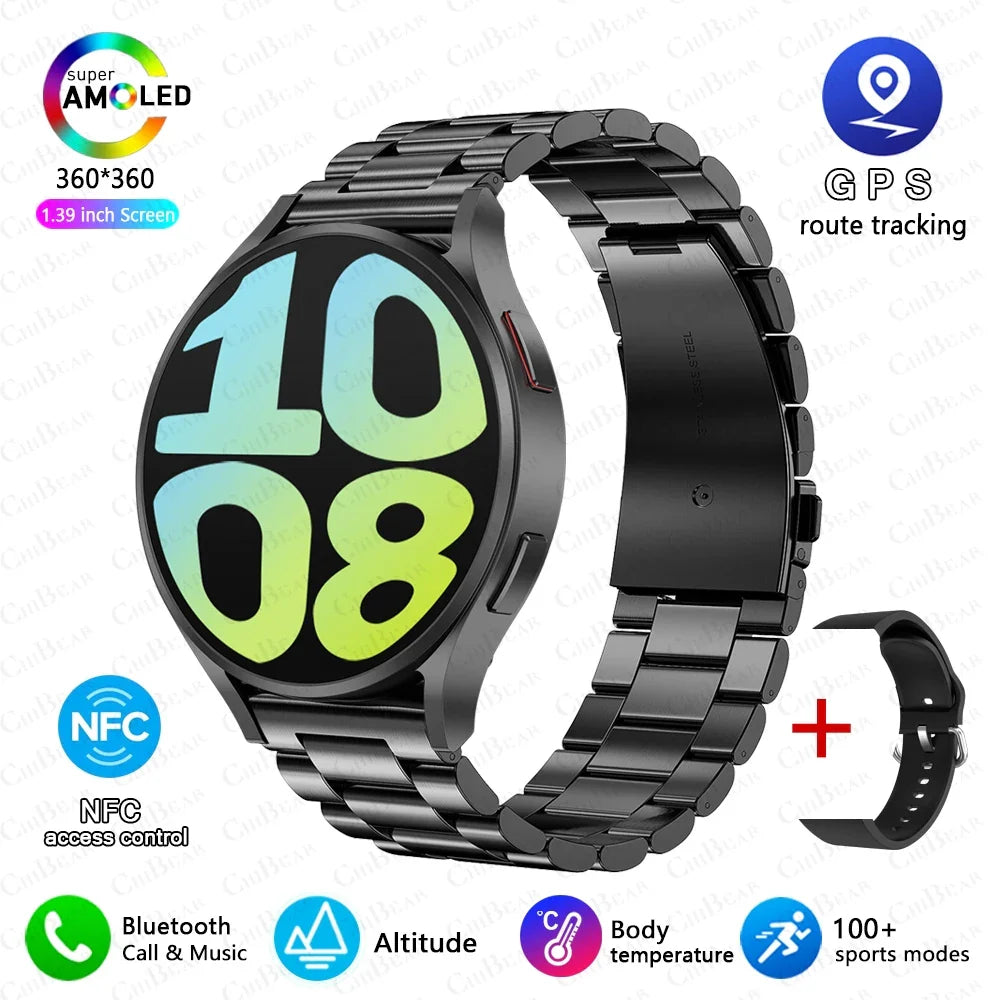 New For Samsung Galaxy Watch 6 Classic Smartwatch Men AMOLED HD Screen Voice Assistant Bluetooth Call NFC Smart Watch for Women