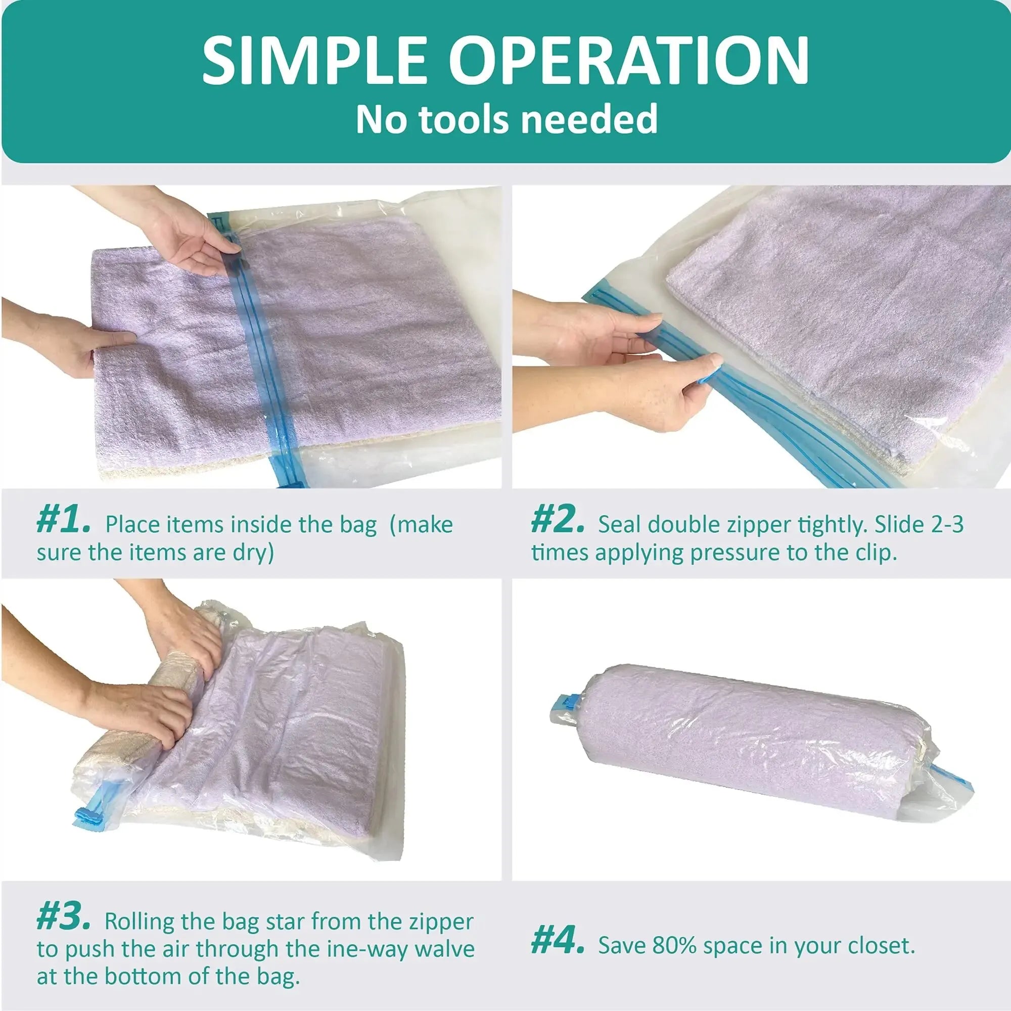 Roll Up Travel Space Saver Storage Bags for Luggage Clothes Cruise Ship Essentials Home Packing-Organizer