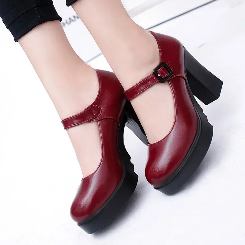 Outdoors Women's Shoes Platform Solid Color New Hot Sale Spring Summer Shallow Mouth Buckle Round Head Shoes for Women