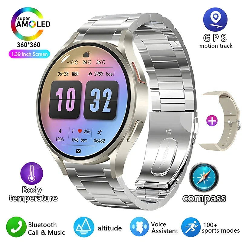 2024 New For Samsung Galaxy Watch 6 Classic Smart Watch Men Women Bluetooth Call HD AMOLED Voice Call NFC GPS Sports Watches M10
